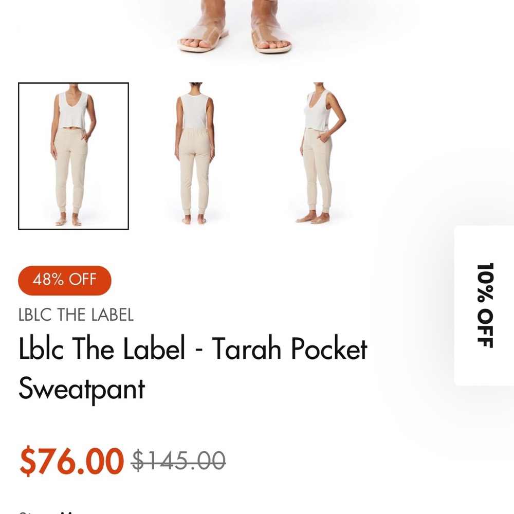 NWT LBLC The Label (Revolve) Women's Joggers Sweatpants Cream Off-White Sz Small - Picture 2 of 9